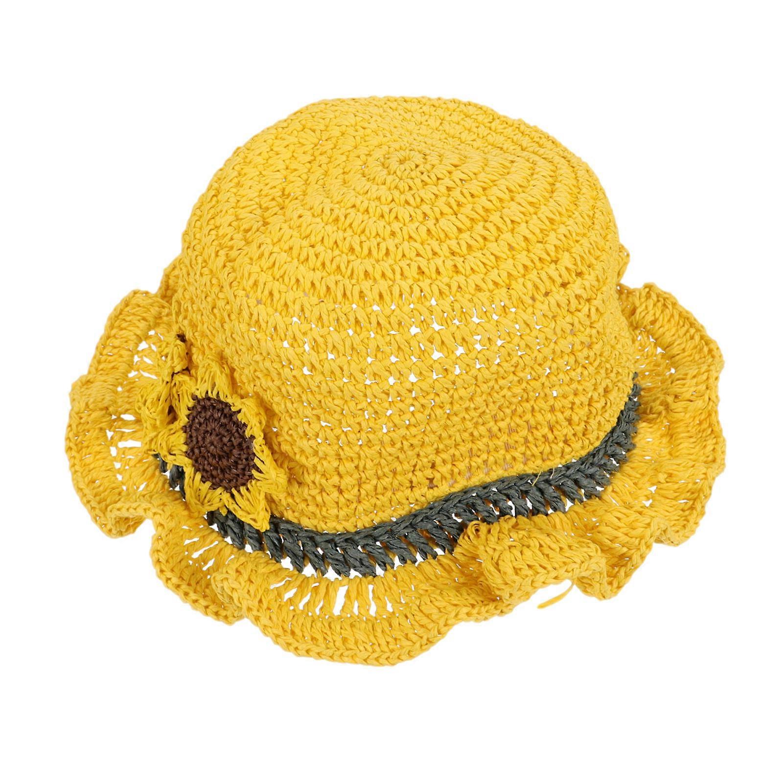 Sunflower Straw Hat for Boys Lightweight UV Protection Beach Cap Soft, Breathable, Durable Yellow Sun Hat