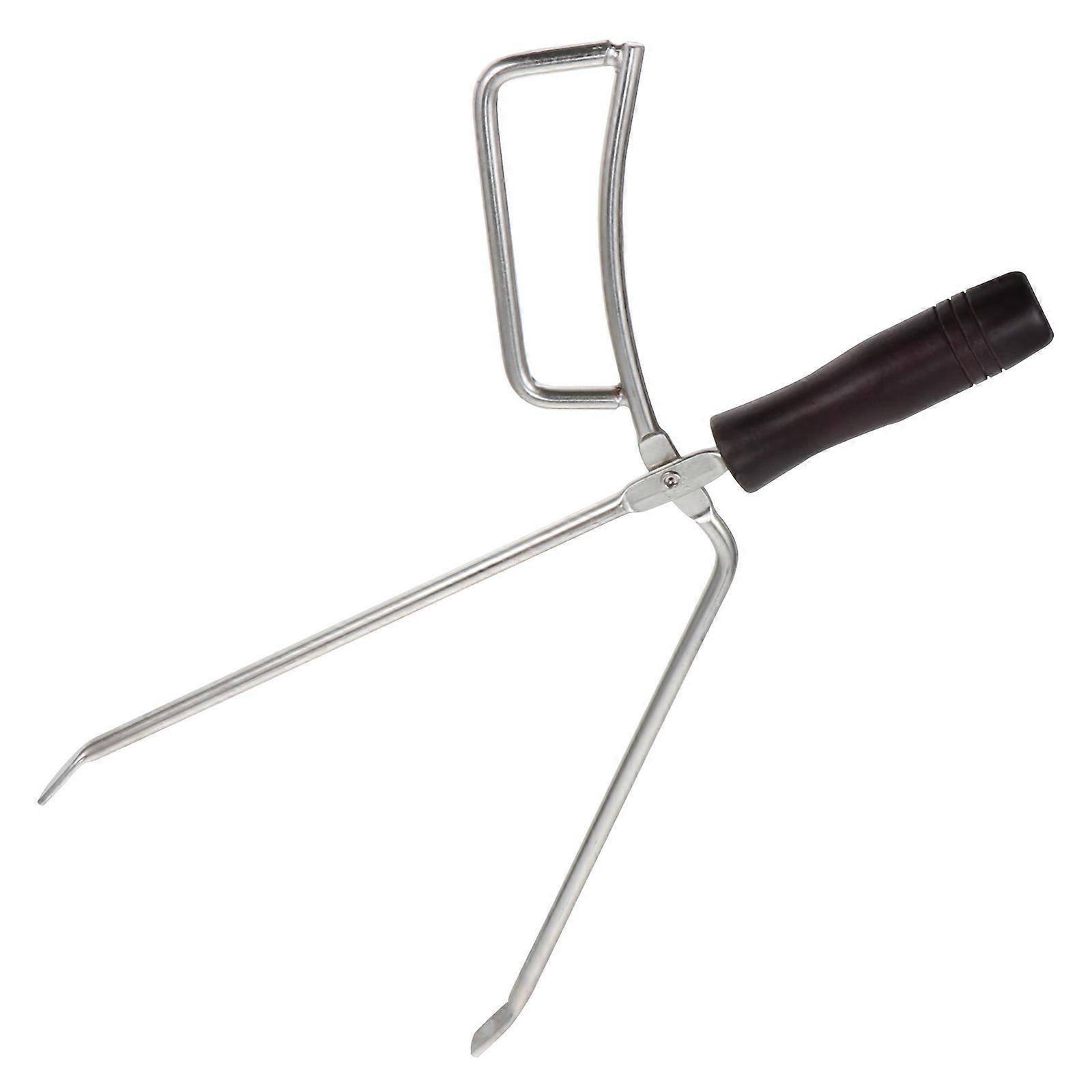 Beech Handle Barbecue Tongs with Stainless Steel for Home Use Extended Design 1PC