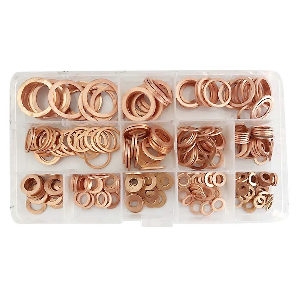 Copper Flat Washers for Fastening Use with Excellent Conductivity 300Pcs Set Size M5 to