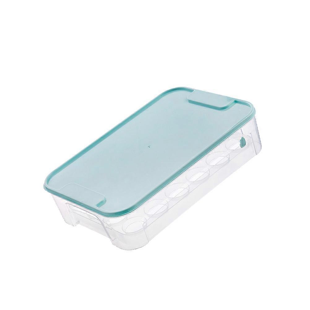 Blue Stackable Egg Storage Container with Lid for 24 Eggs Ideal for Refrigerators 10.5 x 6.5 x 5.5 Inches