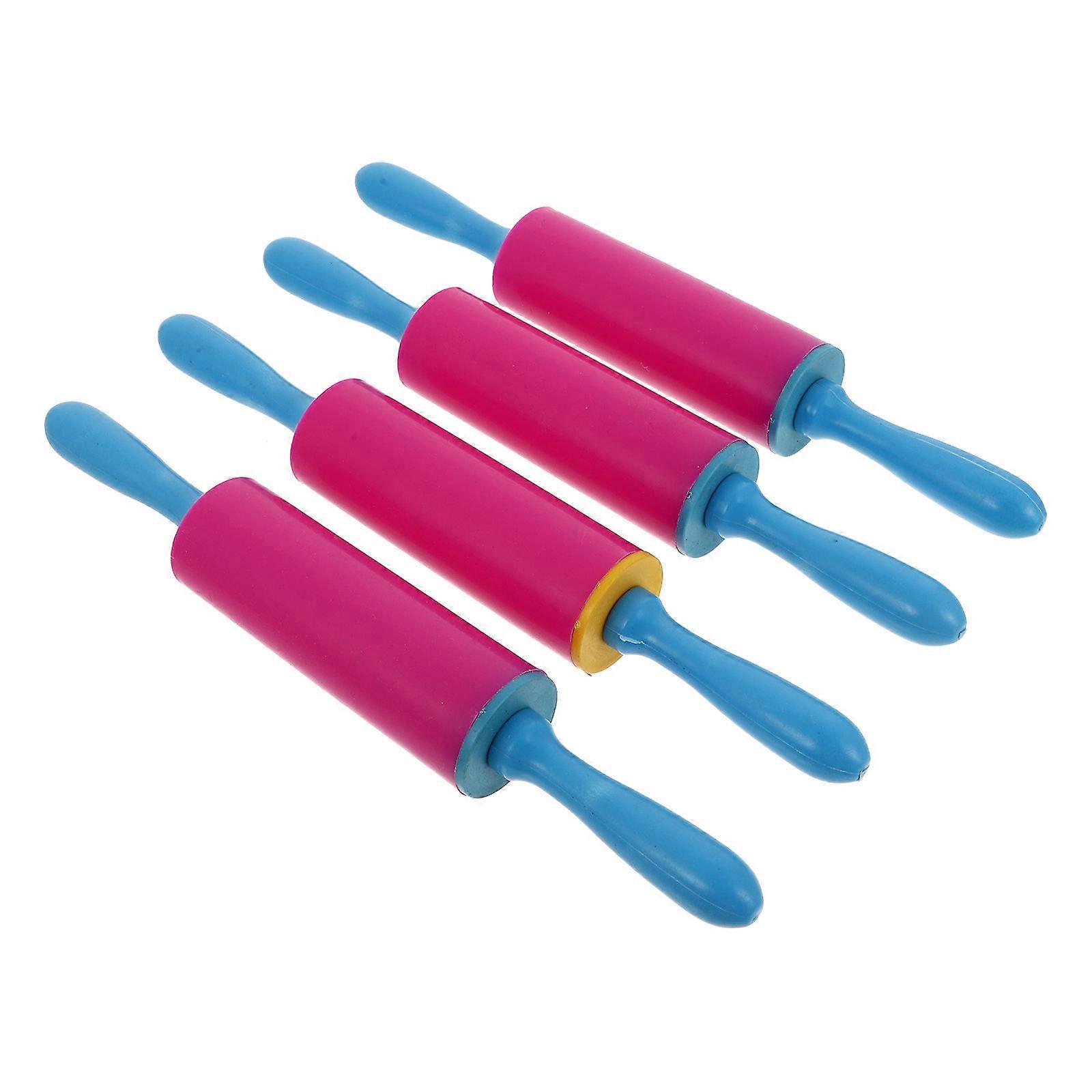 DIY Tools 4Pcs Kids' Rolling Rods For Clay Home Use 8.7X1.4X1.4in Lightweight Compact Design