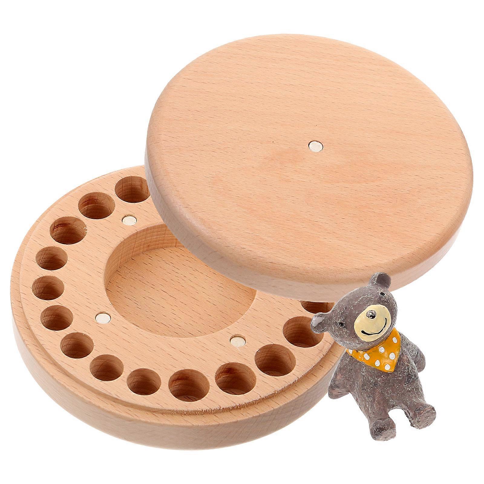 Teeth Box for Baby Keepsakes with Lanugo Bottle and Light String, Composite Material
