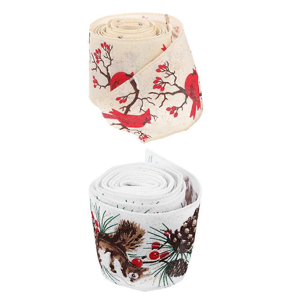 It sounds like you're referring to a product description for **Christmas ribbons** — specifically, **2 pieces of durable cloth ribbons with a plum