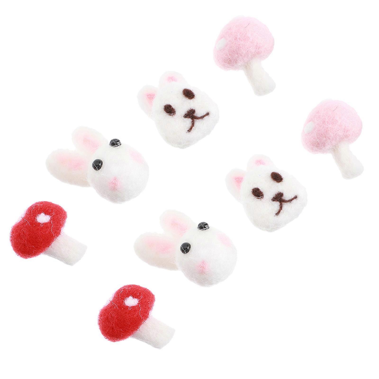 Wool Felt DIY Accessories 8Pcs Creative Rabbit And Mushroom Shape Decorative Crafts Ideal For Home Decoration In Simple Design