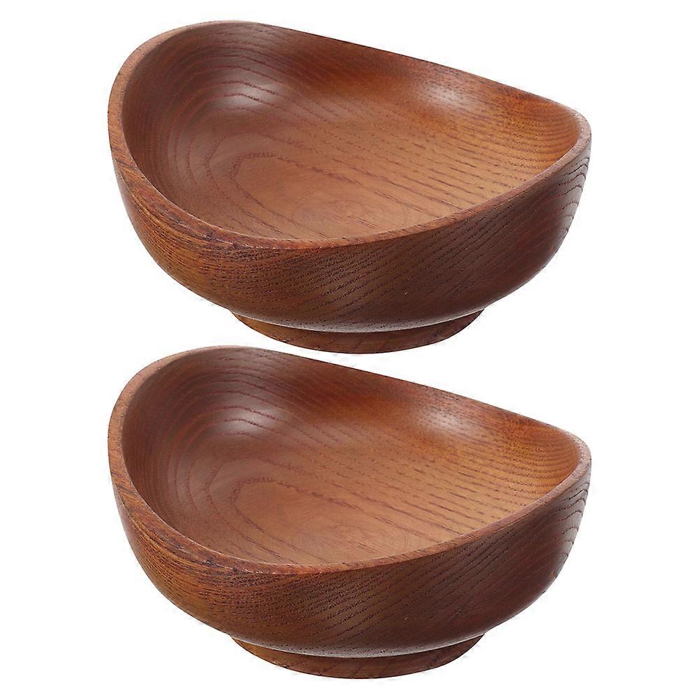 Natural Texture Wooden Fruit Bowl Ideal For Dining Table Use In Japanese Inspired Design 2Pcs