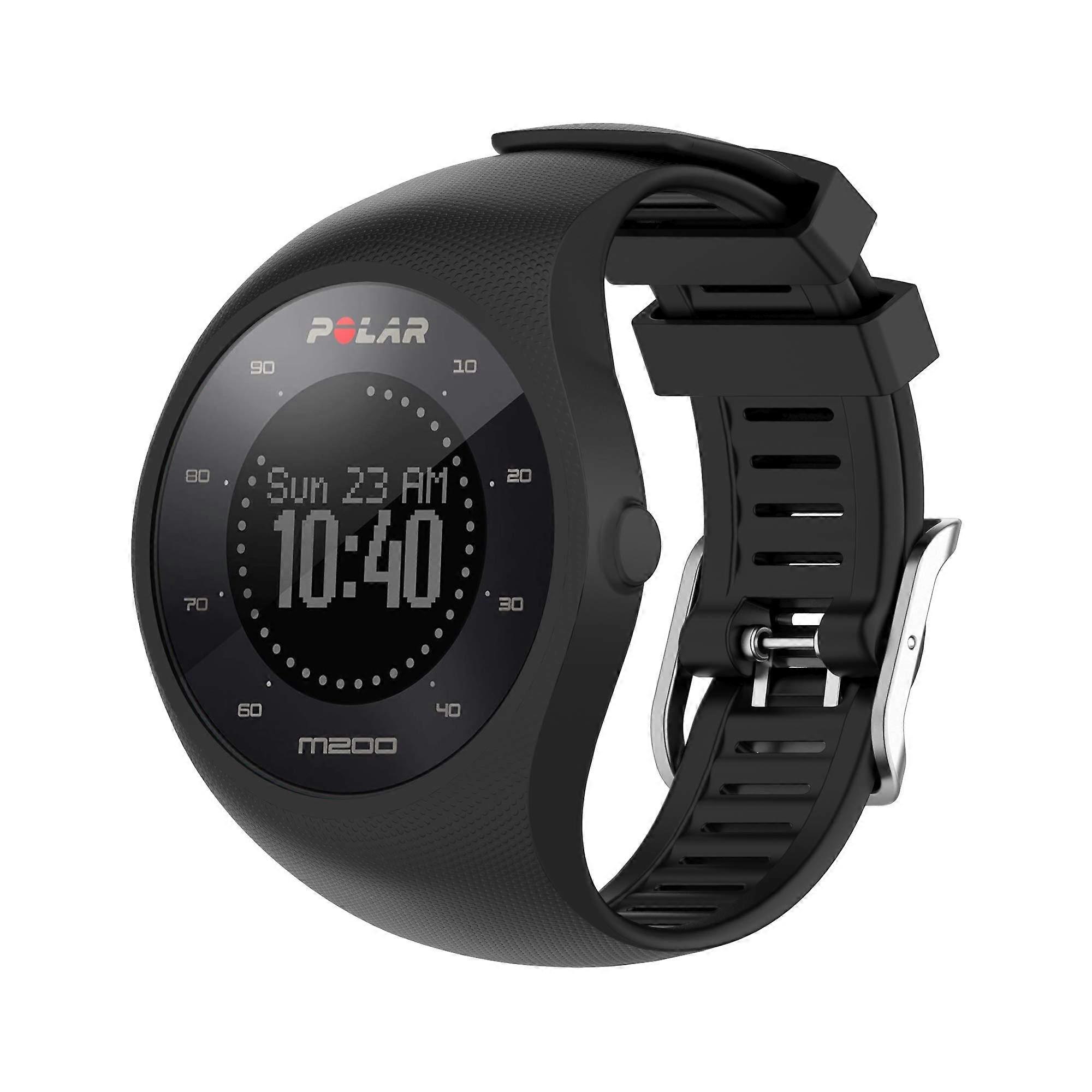 "استبدال حزام الساعة Polar M200 - سوار متوافق مع السيليكون الأسود لجهاز تعقب اللياقة البدنية Polar M200"