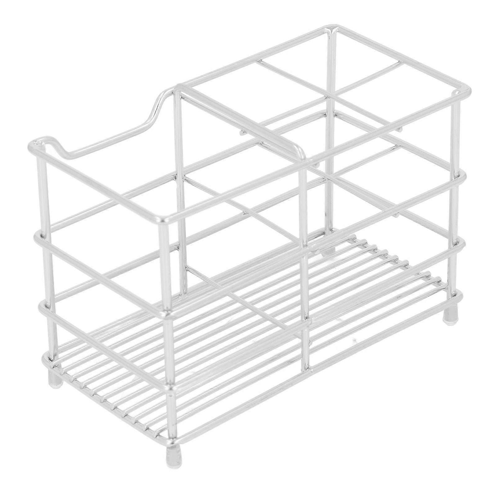 Stainless Steel Toothbrush Holder with Toothpaste Storage Rack Wall Mounted Bathroom Organizer Silver