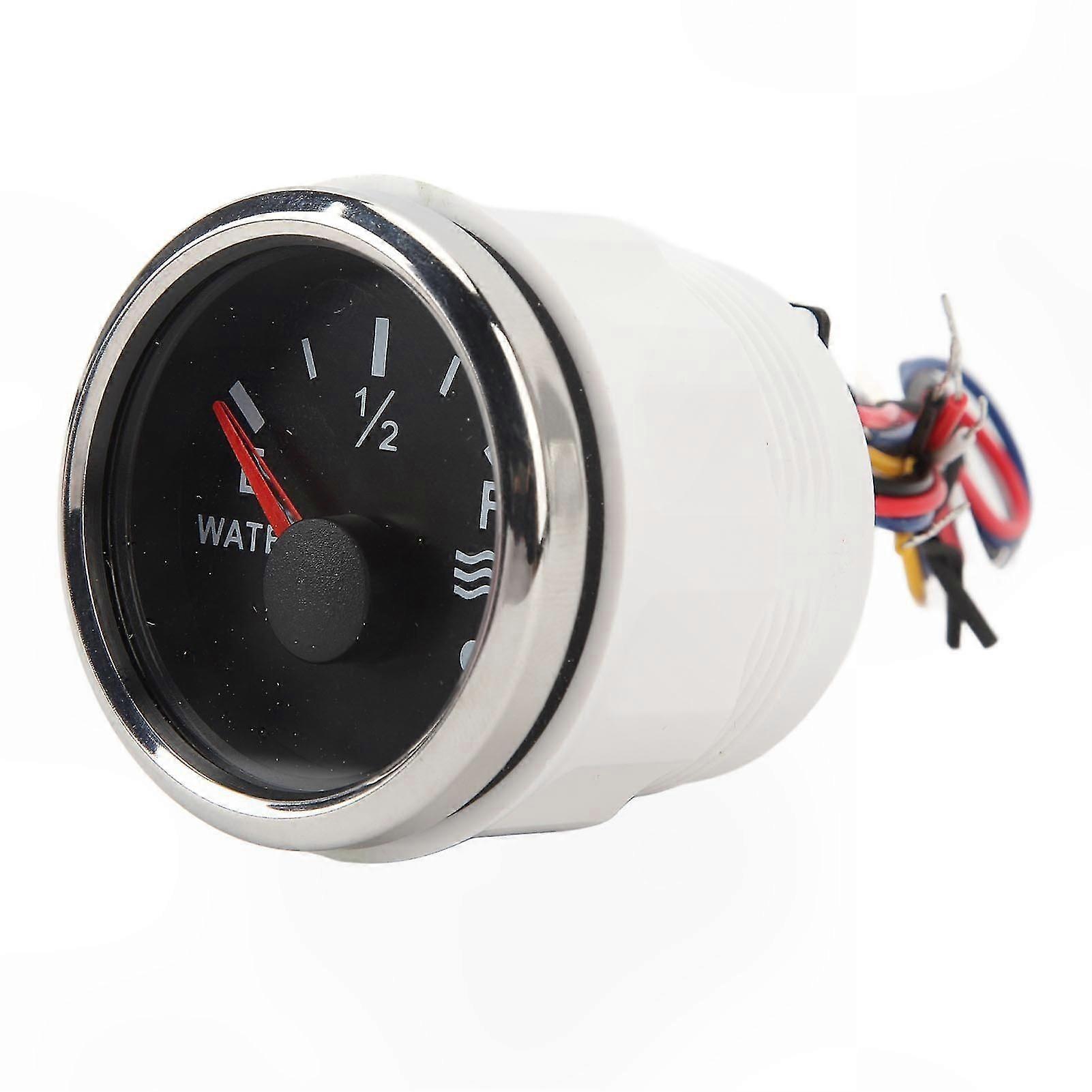 52MM Water Level Indicator with Colorful Backlight, Compatible with RV, Yacht, Boat, DC 9-32V, Black Dial, Silver Cover