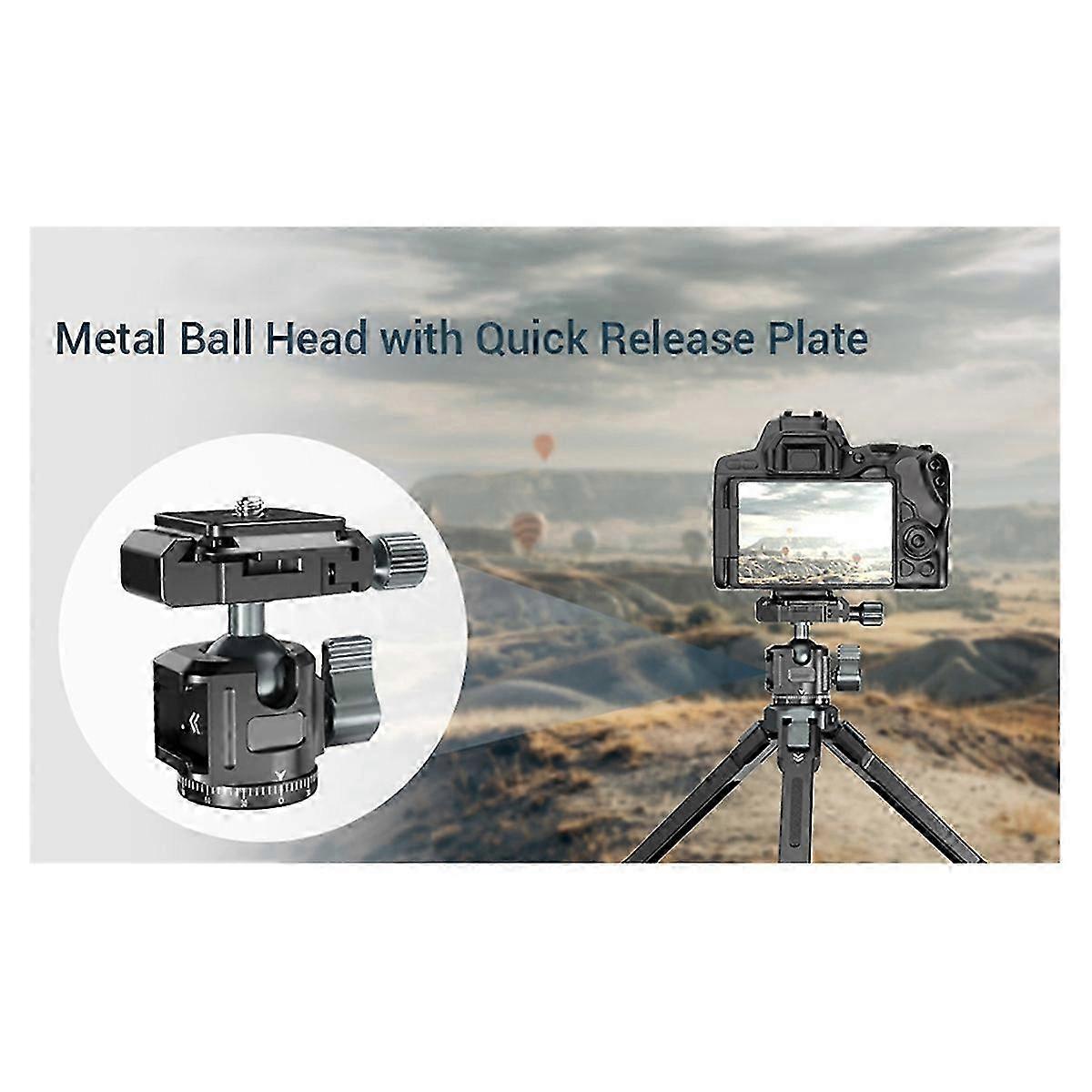 Universal Tripod Ball Pan-Tilt Quick Release with 360° Ball Pan-Tilt and Arca + Cold Shoe Mount for DSLR Cameras
