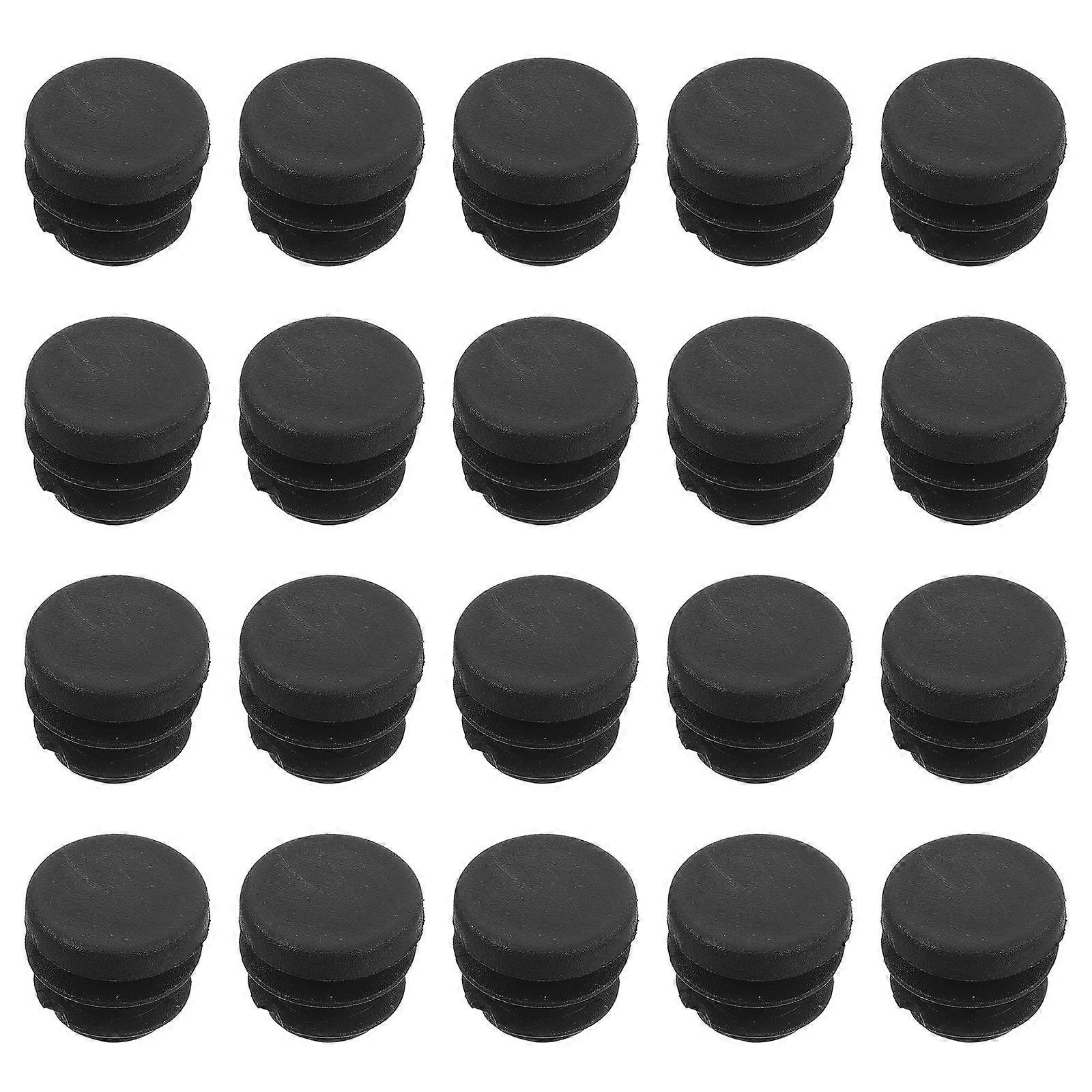 30Pcs Black Round Plastic Plug Inserts for Chair Table Legs and Furniture Tubing End Caps Protection