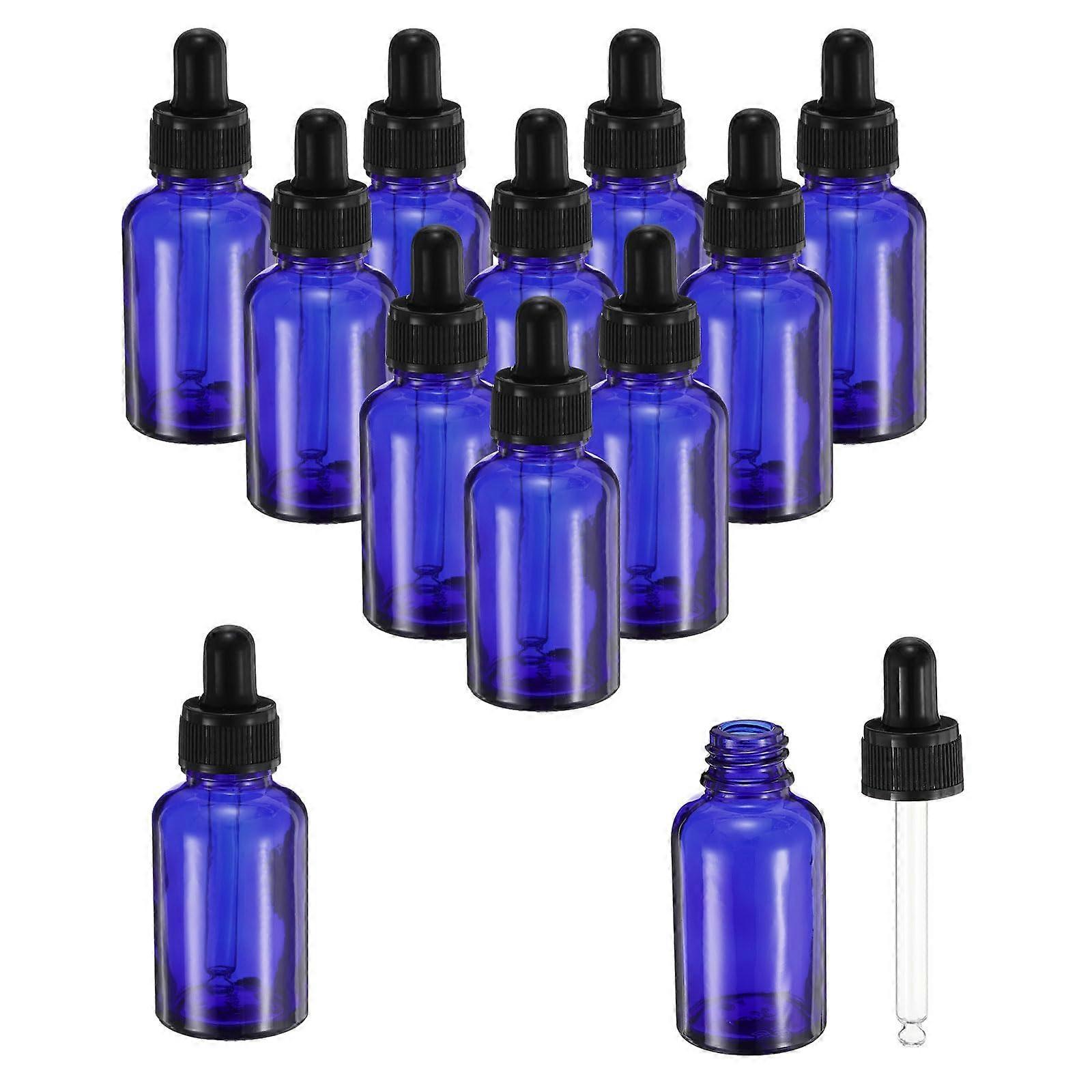 30ml Glass Dropper Bottle, 12Pcs Leakproof Essential Oils Sample Liquid Perfume Container with Eye Dropper for Storage Home Travel, Blue