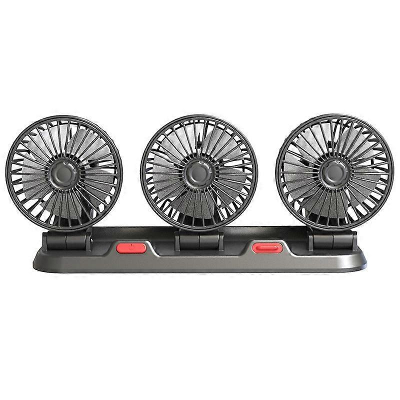Portable 3 Head Car Fan 360° Rotation 2 Speed Settings USB Powered with Hidden Aromatherapy Box for Car RV SUV