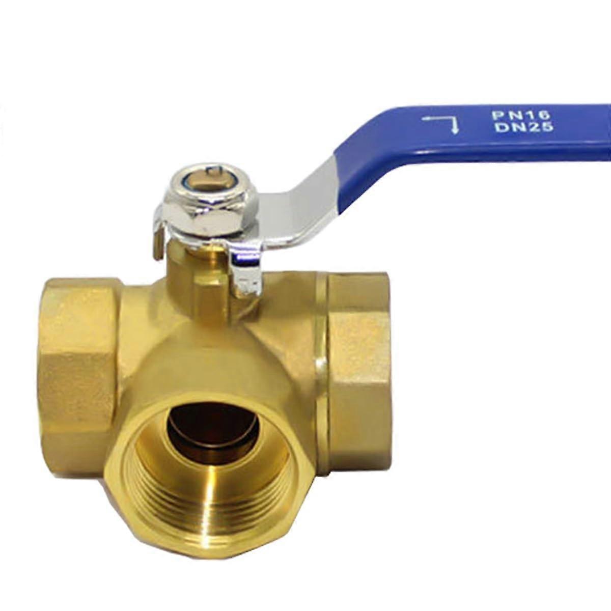Brass 3-Way Ball Valve DN25 1-Inch L-Type Internal Thread Full Bore Water Flow Control Valve
