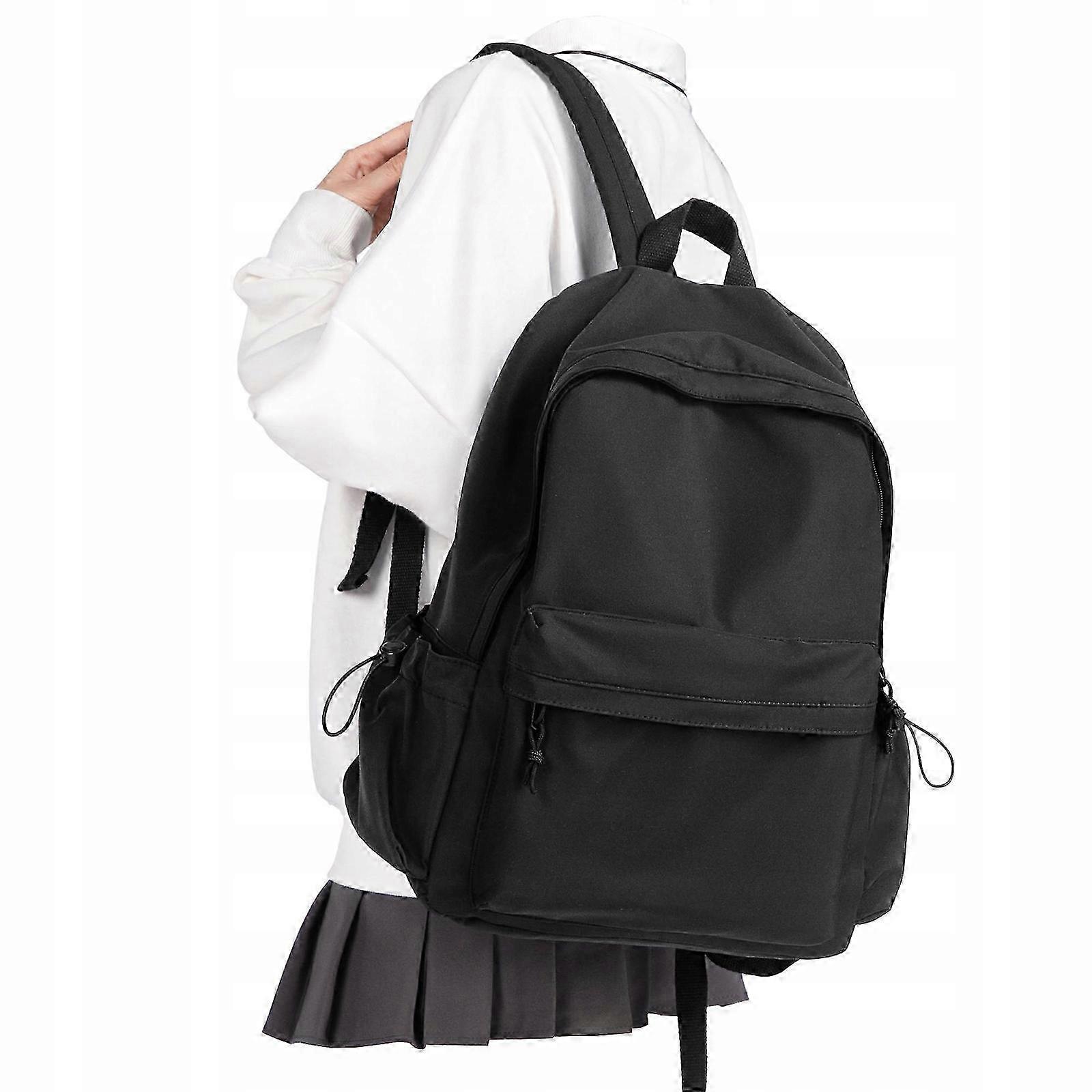 Mochila Feminina Elegante para Laptop Preto Casual Daypack 15,6 Polegadas