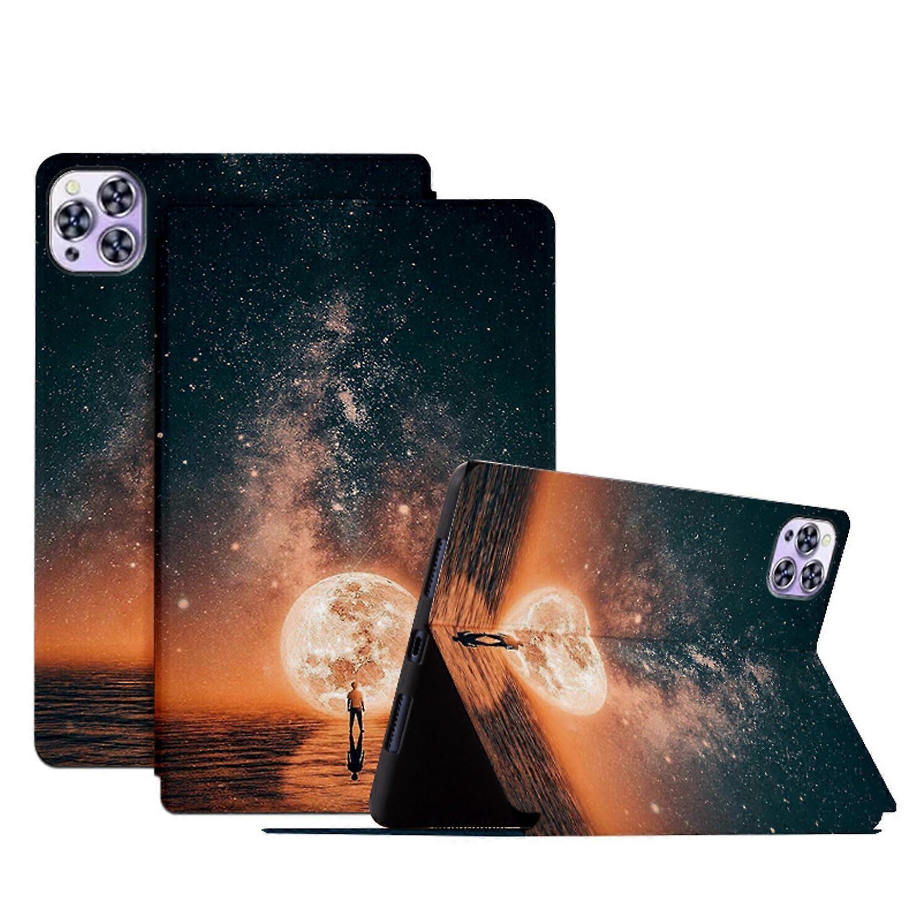 Case 10.1 Inch PU Leather Flip Stand Cover with Starry Sky Design Auto Sleep/Wake Function Model 8492A for TCL Tab 10L Gen 2