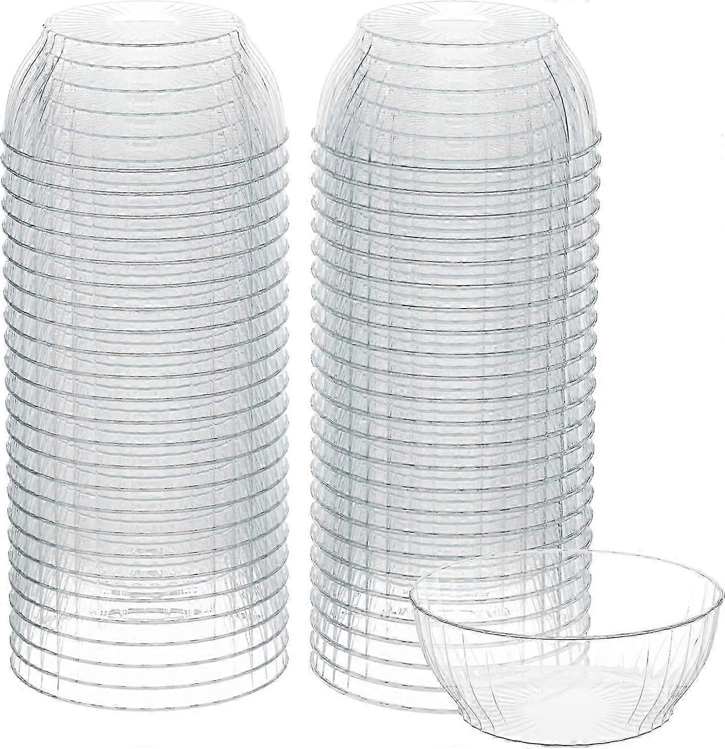 6 أونصات أوعية بلاستيكية شفافة - 50 عبوة من الأوعية التي تستخدم لمرة واحدة - بلاستيك صغير صلب ممتاز