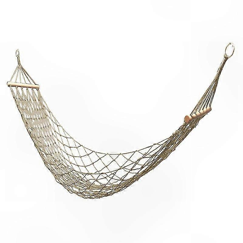 Amaca in corda di cotone bianco con bastoni, rete sospesa per interni ed esterni per patio, spiaggia, uso in campeggio