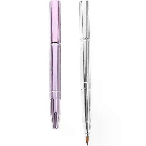 Double-ended Makeup Brush, 2 Pcs Portable Travel Lip Gloss Cosmetic Tool