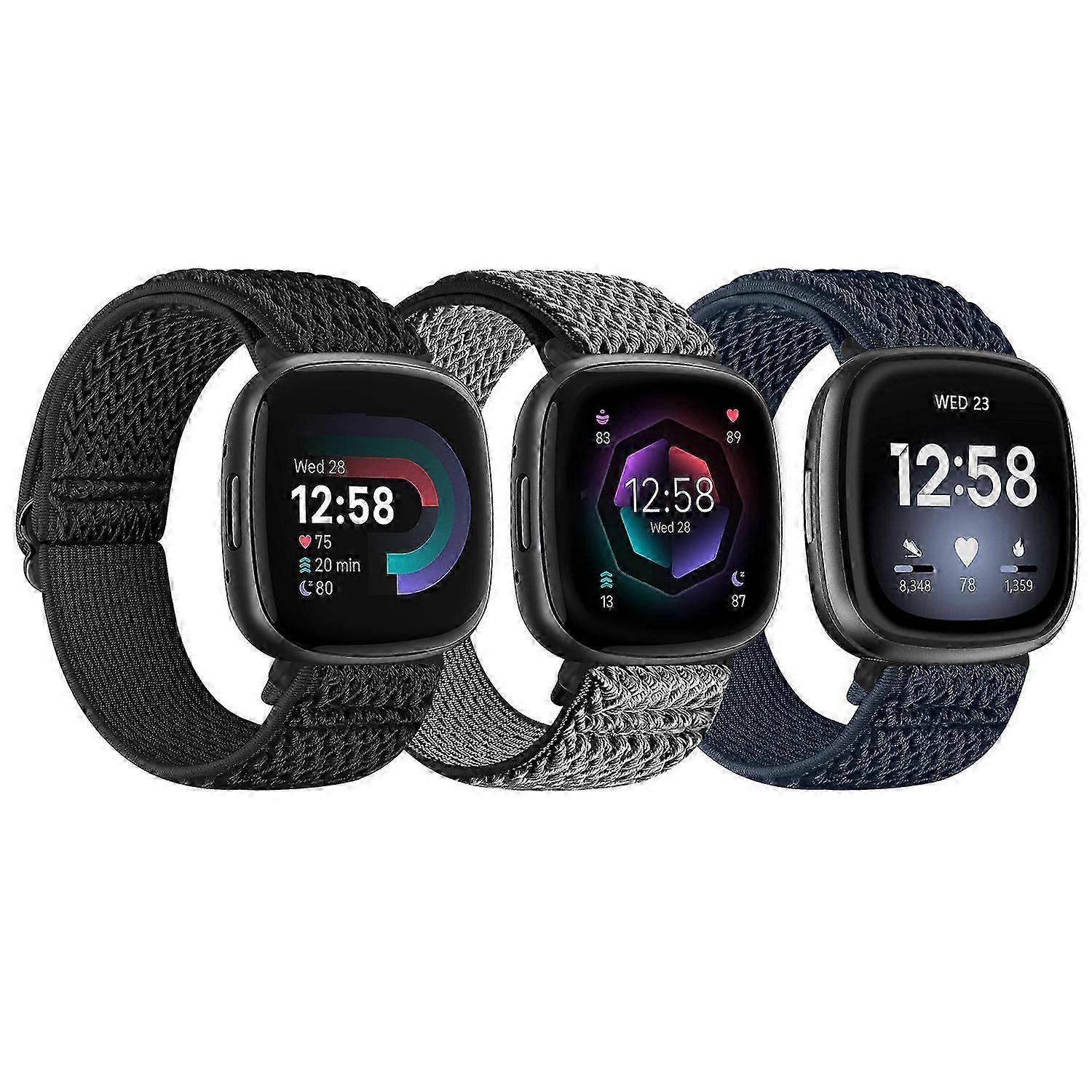 5 Pack Straps Compatible for Fitbit Versa 4, Sense, Versa 3 - Adjustable Stretchy Bands