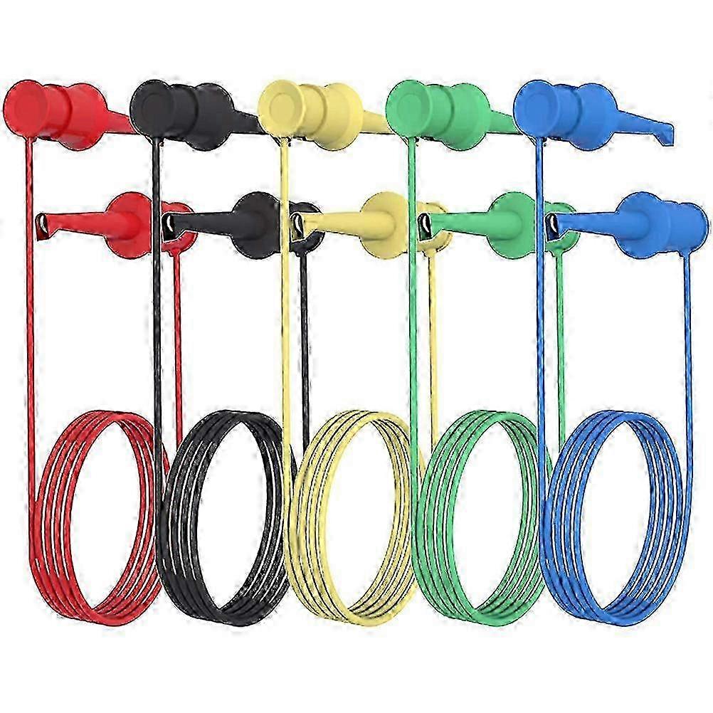 5-Piece Mini Grabber Test Cable Set with Dual IC Hooks & Clips Probe for Electronics Testing (100cm x 2.2mm)