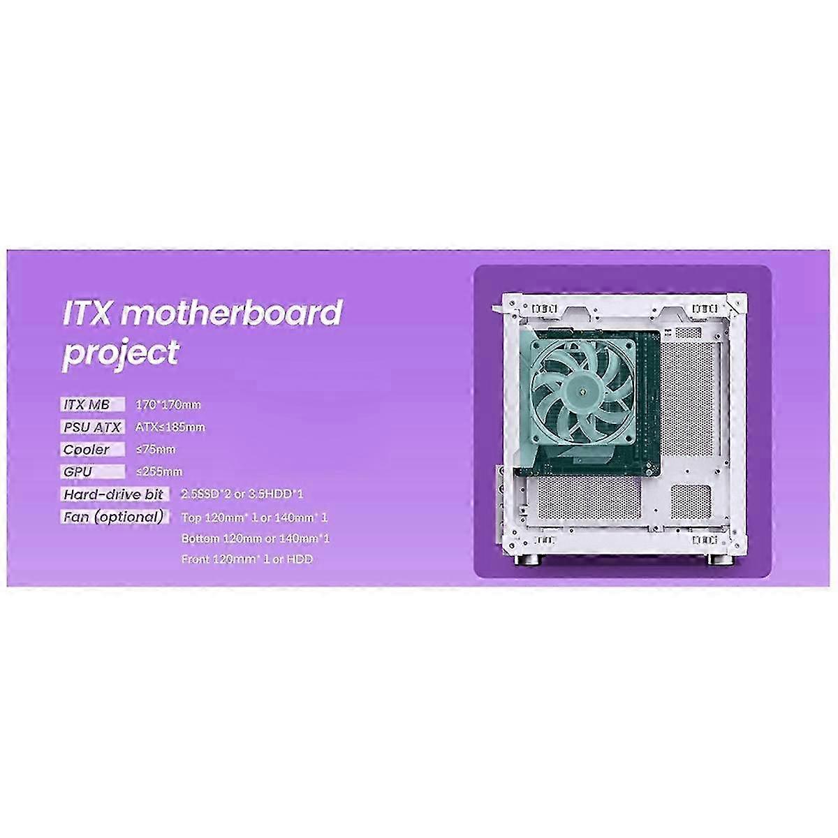 C6 MATX Mini ITX Case PC Case Portable Desktop Mesh Chassis Computer PC Mini Computer Chassis White