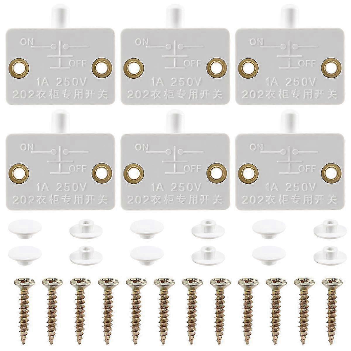 6Pcs Door Led Switch for Closet Light,Electrical Lamp Switches,White