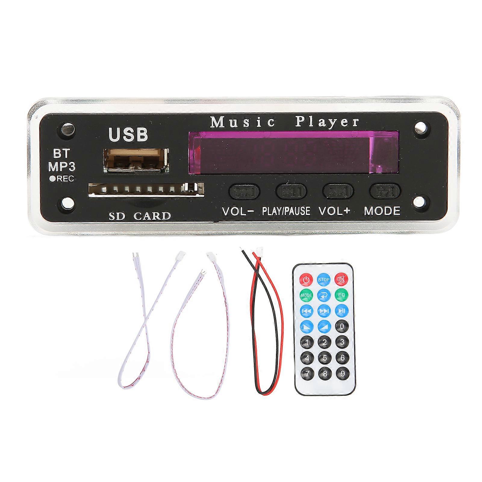 DC12V Bluetooth 5.0 Decoding Board with USB, FM, AUX, Recording, and Call Back Features