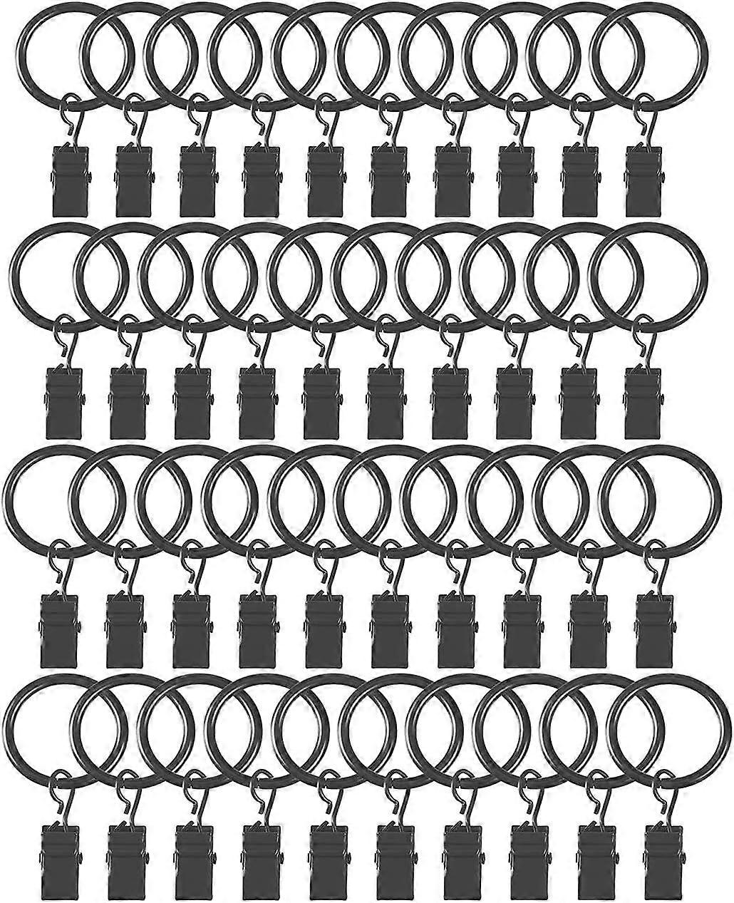 Pack of 40 Curtain Rings, Curtain Clips Curtain Clips with 35mm Diameter Rings
