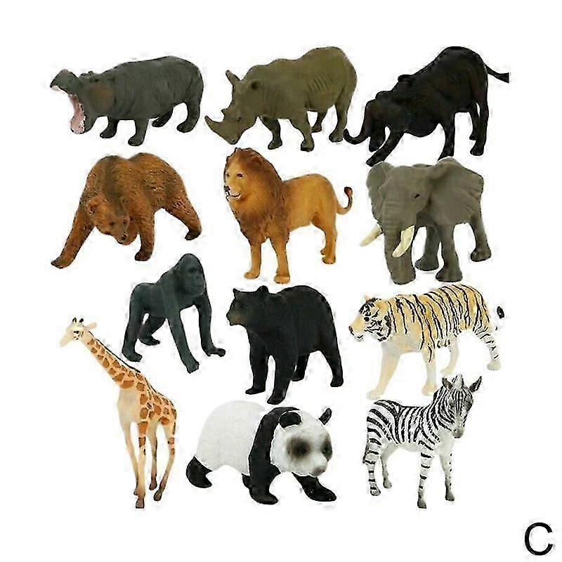 Animal World 12-Piece Mini Model Set - Simulation Solid Figures for Educational Play