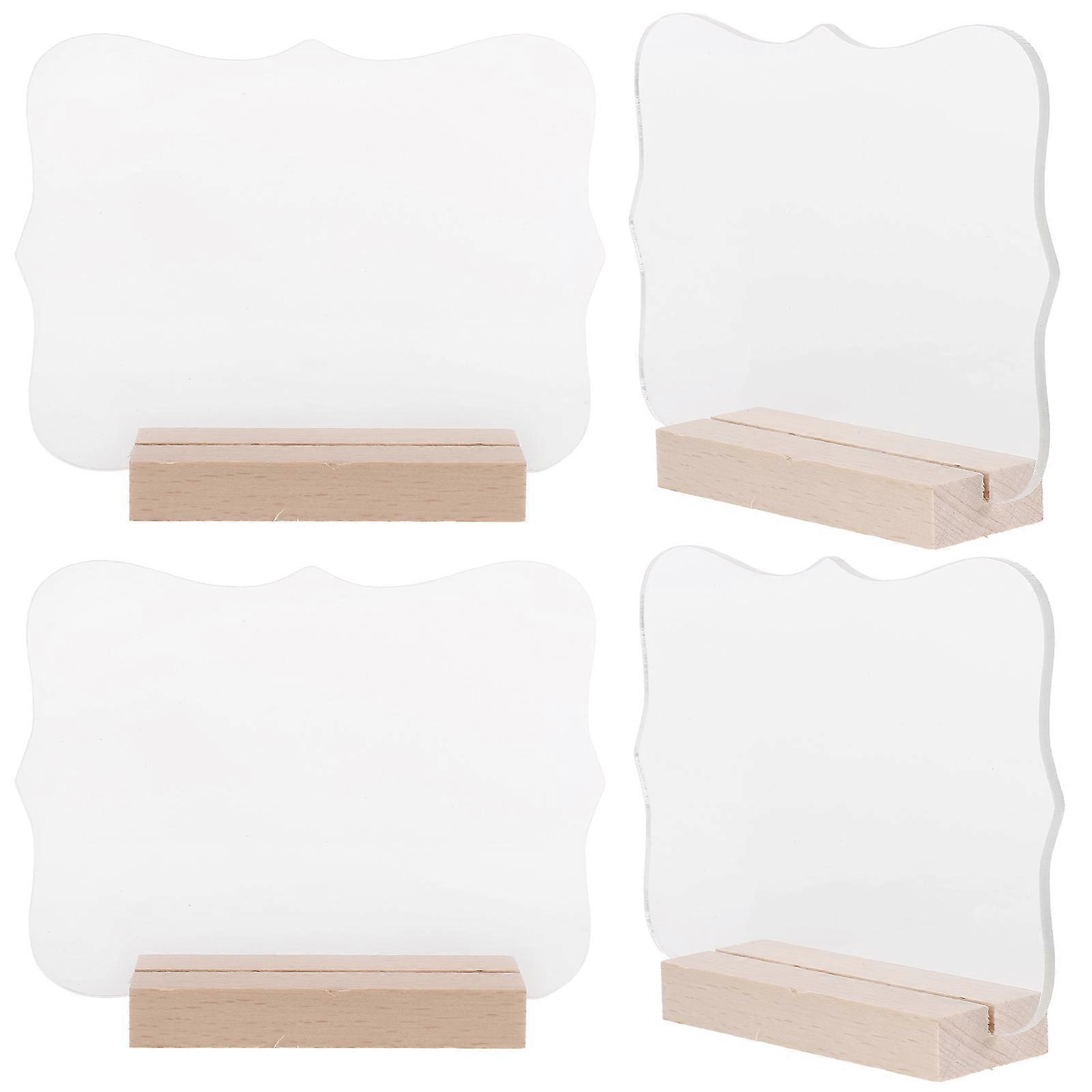 Acrylic Wedding Table Sign with Wood Stand for Decoration and Seating Arrangement 4 Pieces
