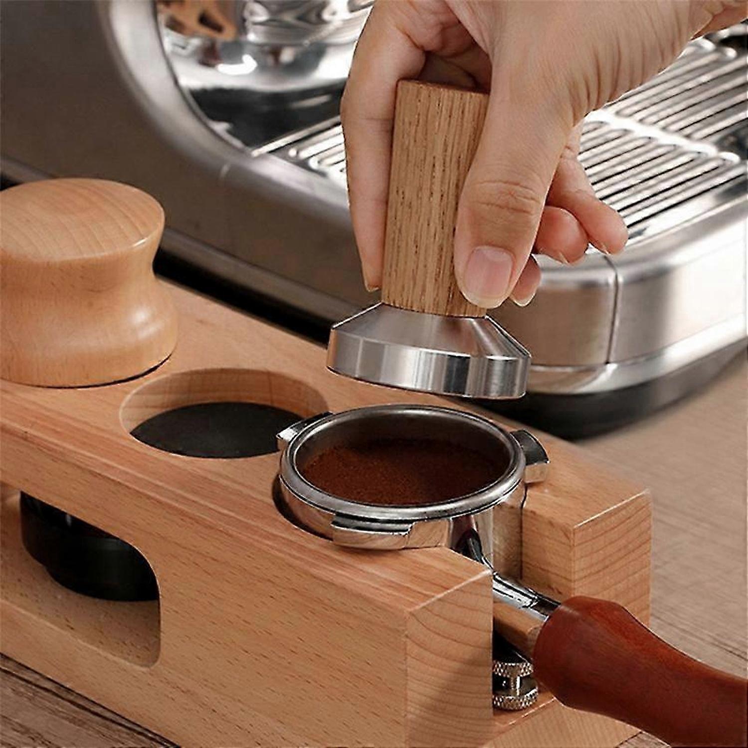 Coffee Tamper Espresso Stamp: Coffee Tamper Real Wood Handle, 53mm