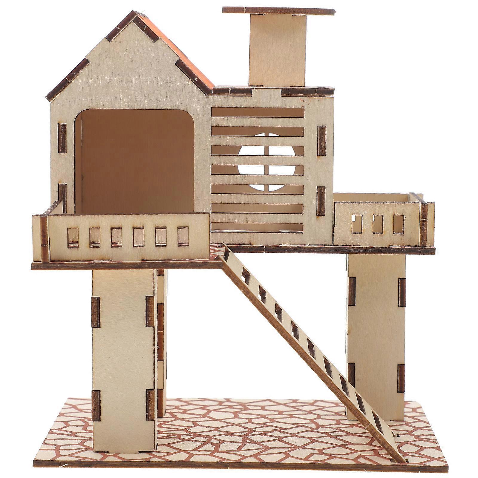Hamster Wood Cabin Hamster Hideout with 4Pcs Set