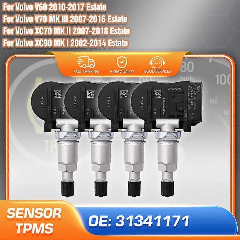 Applicable 31341171 433 MHz Tire Pressure Sensor TPMS Sensor For Volvo V40 V50 V60 V70 Volvo XC60 XC70 XC90 1/4PCS Parts 31445474 31445474