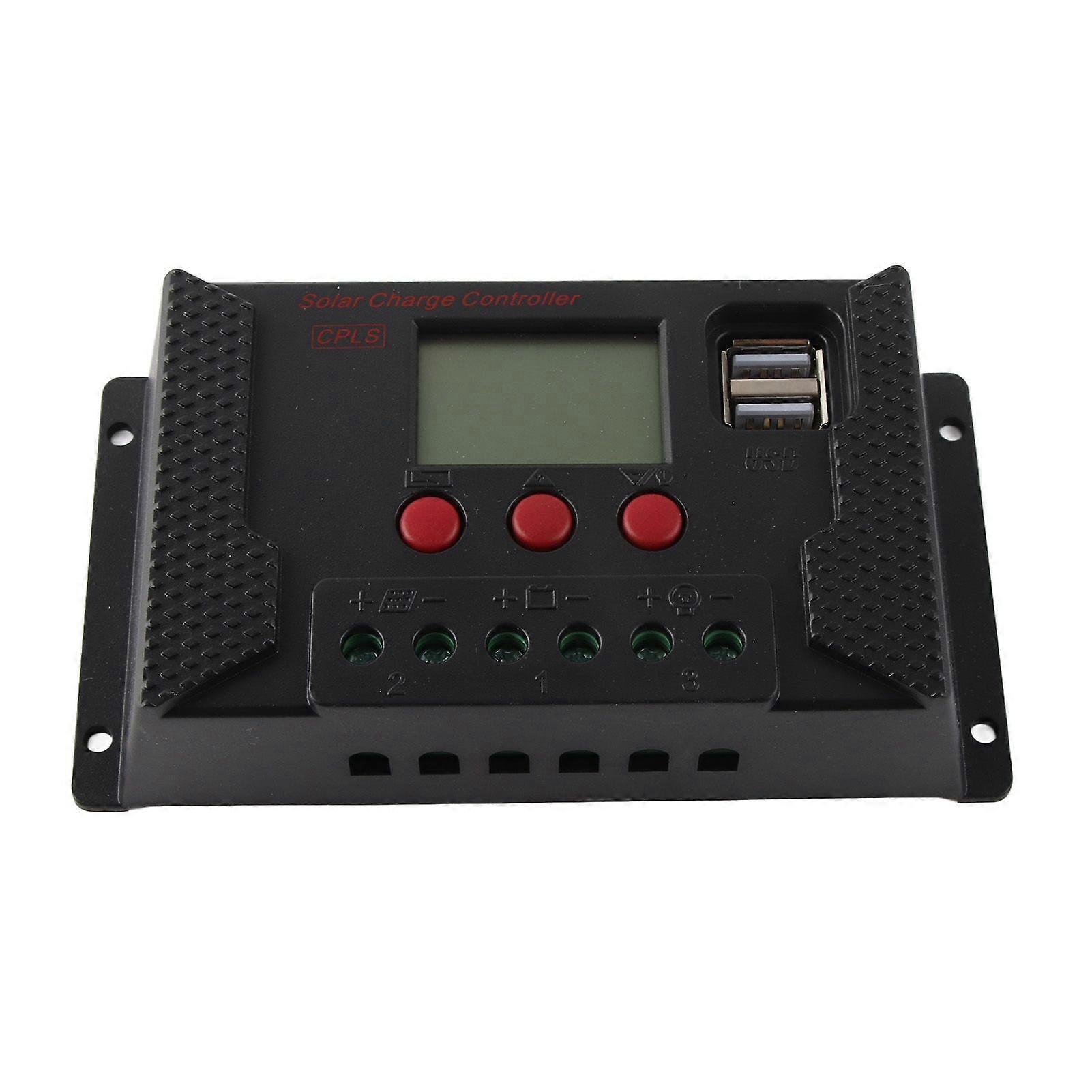 30A Solar Charge Controller 12V/24V Intelligent Battery Charging Regulator with 2 USB Port