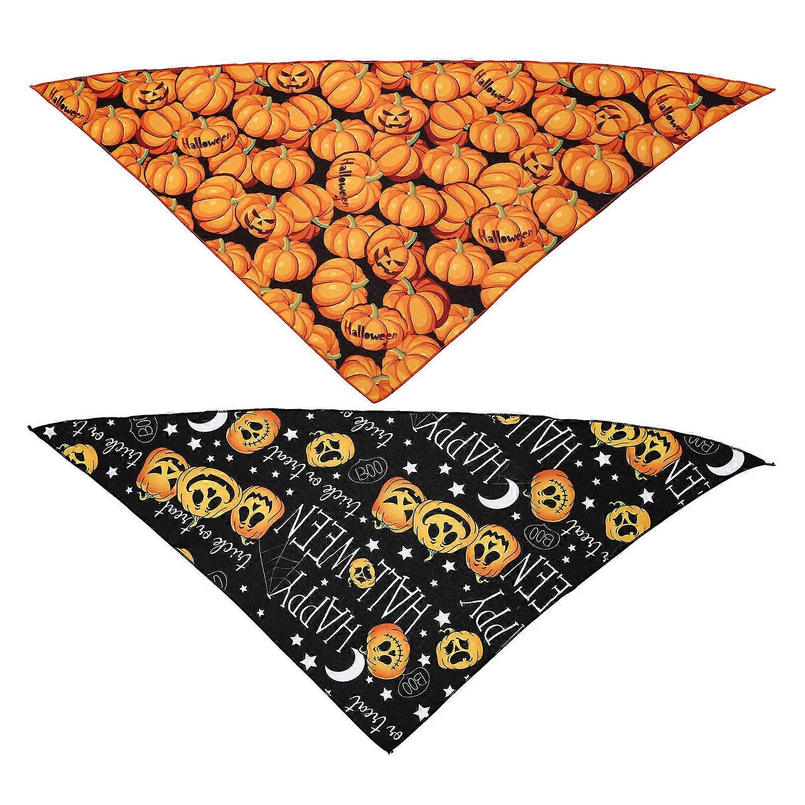 Pet Bib Halloween Saliva Towel Cotton for Pet Use 2Pcs Assorted Color