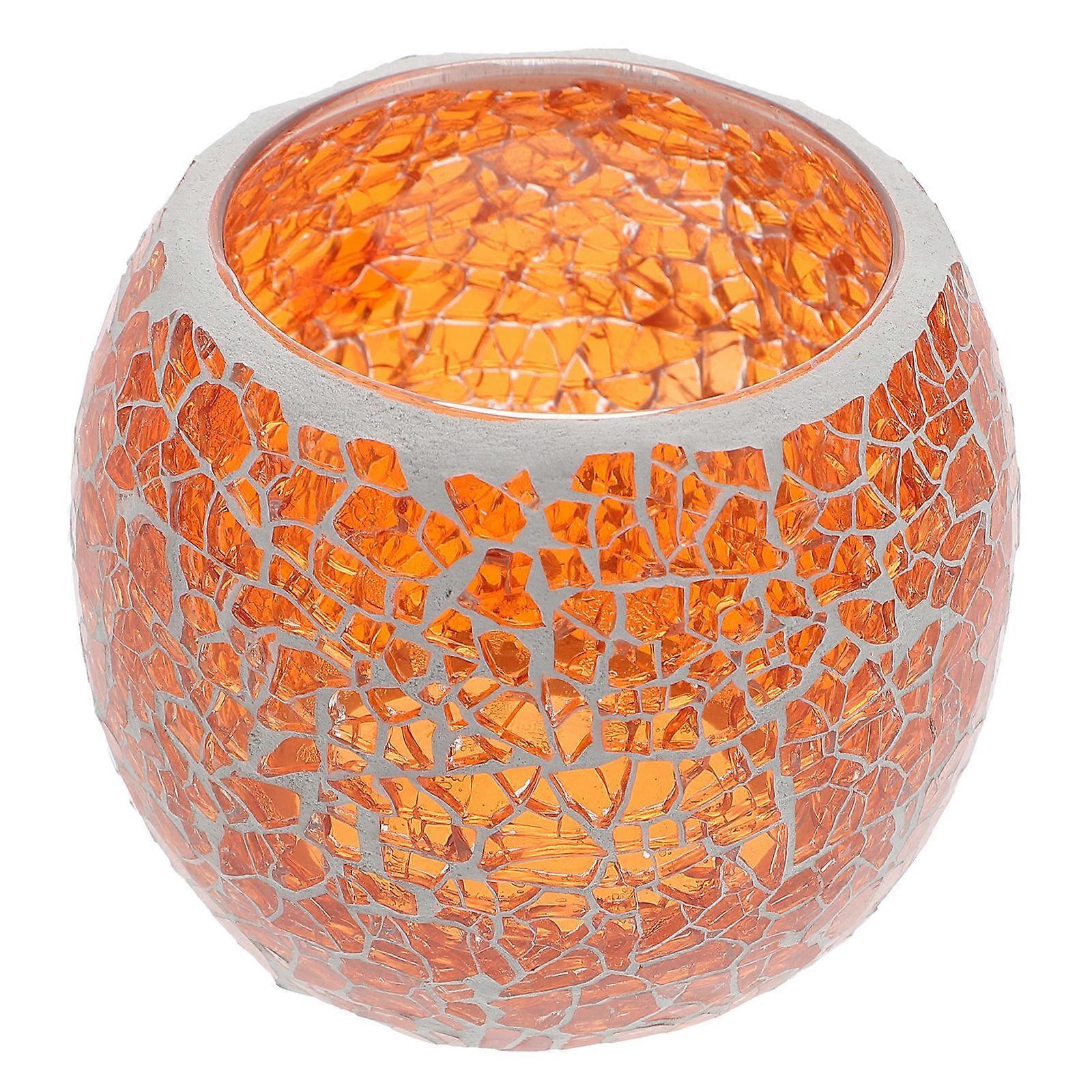 Glass Candlestick Orange Wedding Candlestick Mosaic Design for Decor