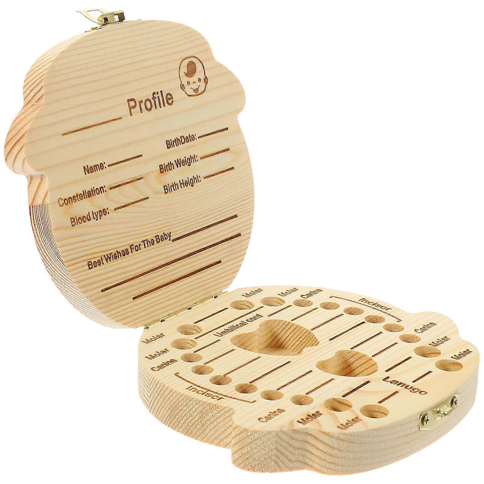 Baby Teeth Box Wooden Memorial Case for Storage Use Design