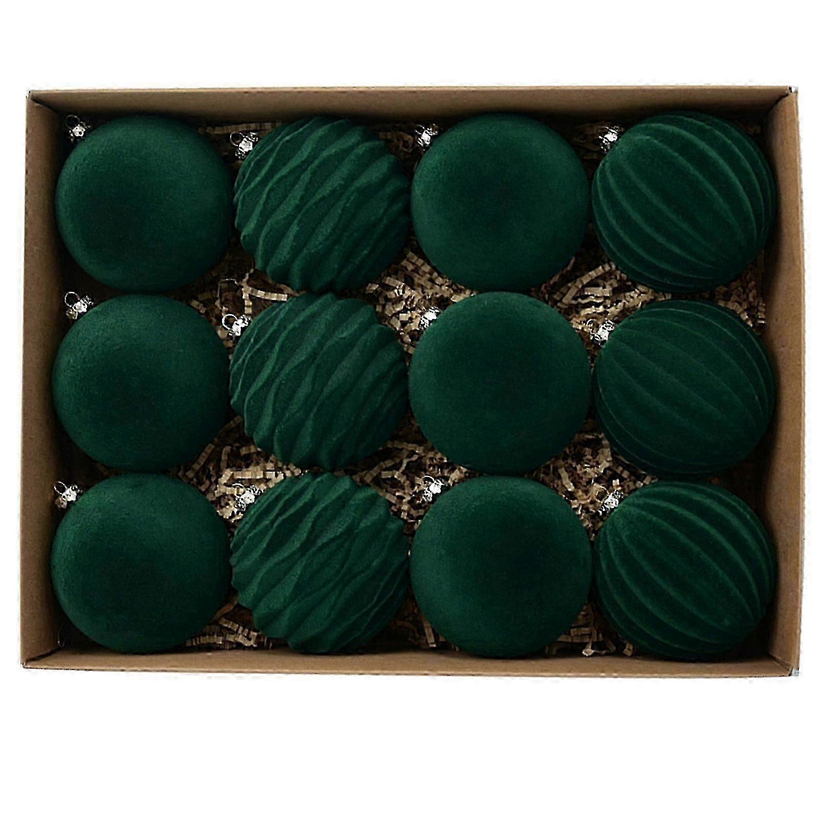8cm Flocking Ball Christmas Ball Dark Velvet Christmas Ball Christmas Tree Decoration 12pcs g20242414679