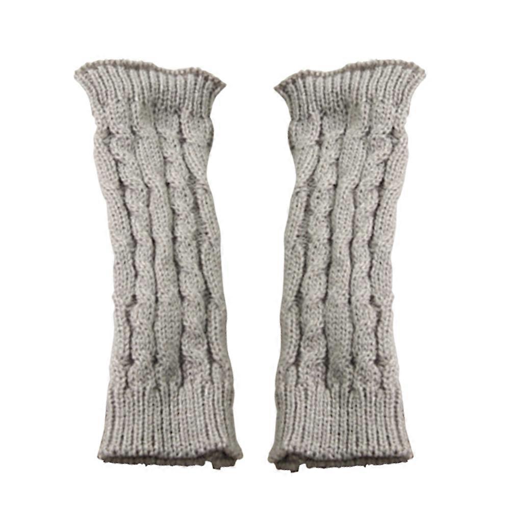 Fingerless Gloves Winter for Hand Wearing 20cm Knitted Long Gloves Grey