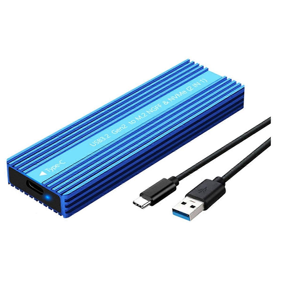 M.2 SSD Enclosure USB 3.2 Type-C Metal Case with Heat Dissipation Supports /NVMe Dual Protocol Hard Disk Box E