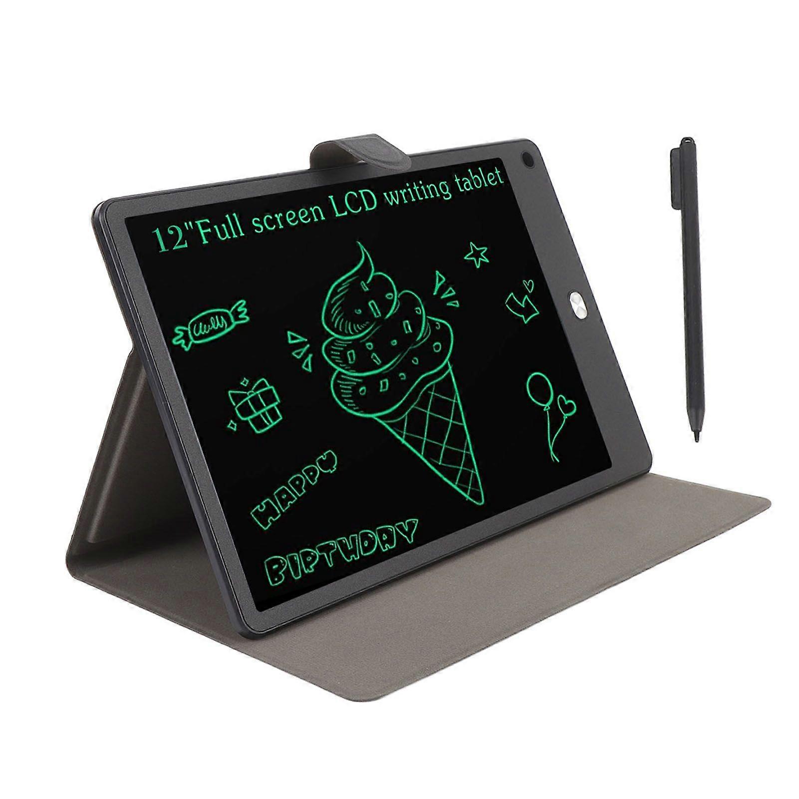 12 Inch LCD Writing Tablet with PU Case Pen Black Eye Caring Erasable Reusable Electronic Drawing Pad for Drafting Taking Notes