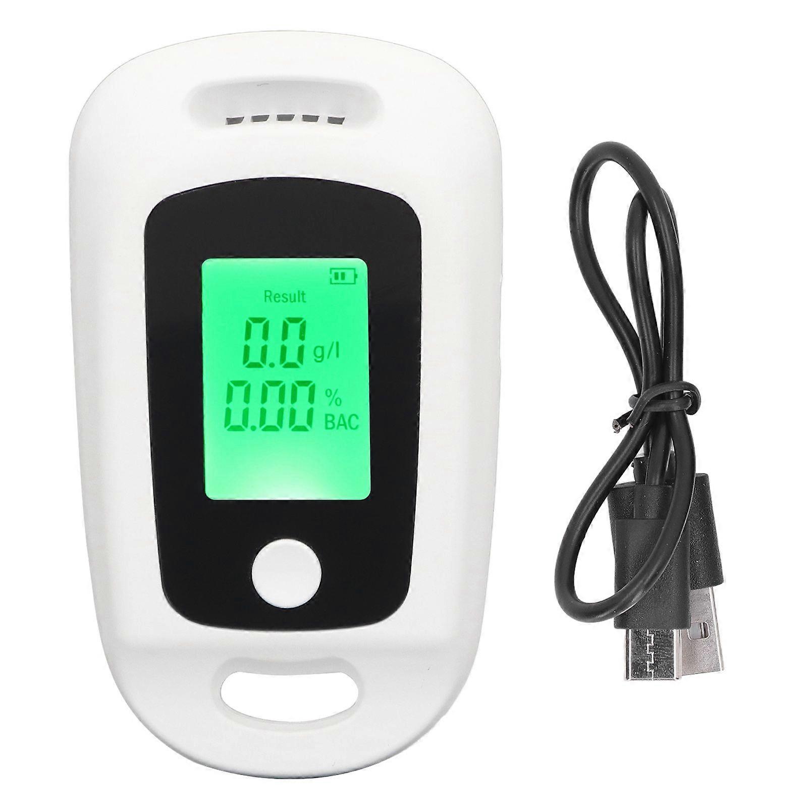 Alcohol Detector USB Rechargeable High Accuracy Portable Breath Alcohol Tester with LCD Screen White