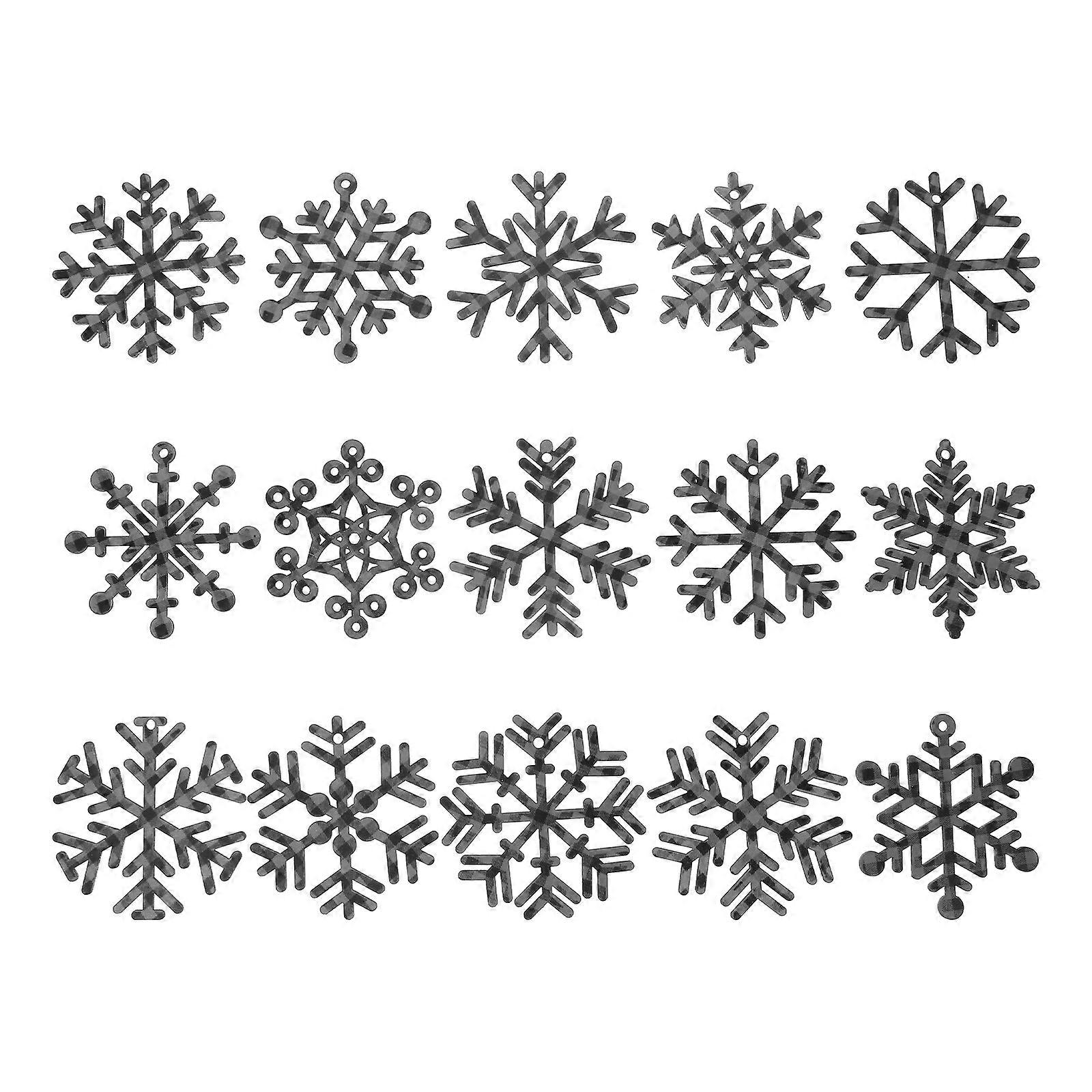 Grey Wooden Snowflake Pendant for Xmas Decor 30Pcs Christmas Tree Ornament