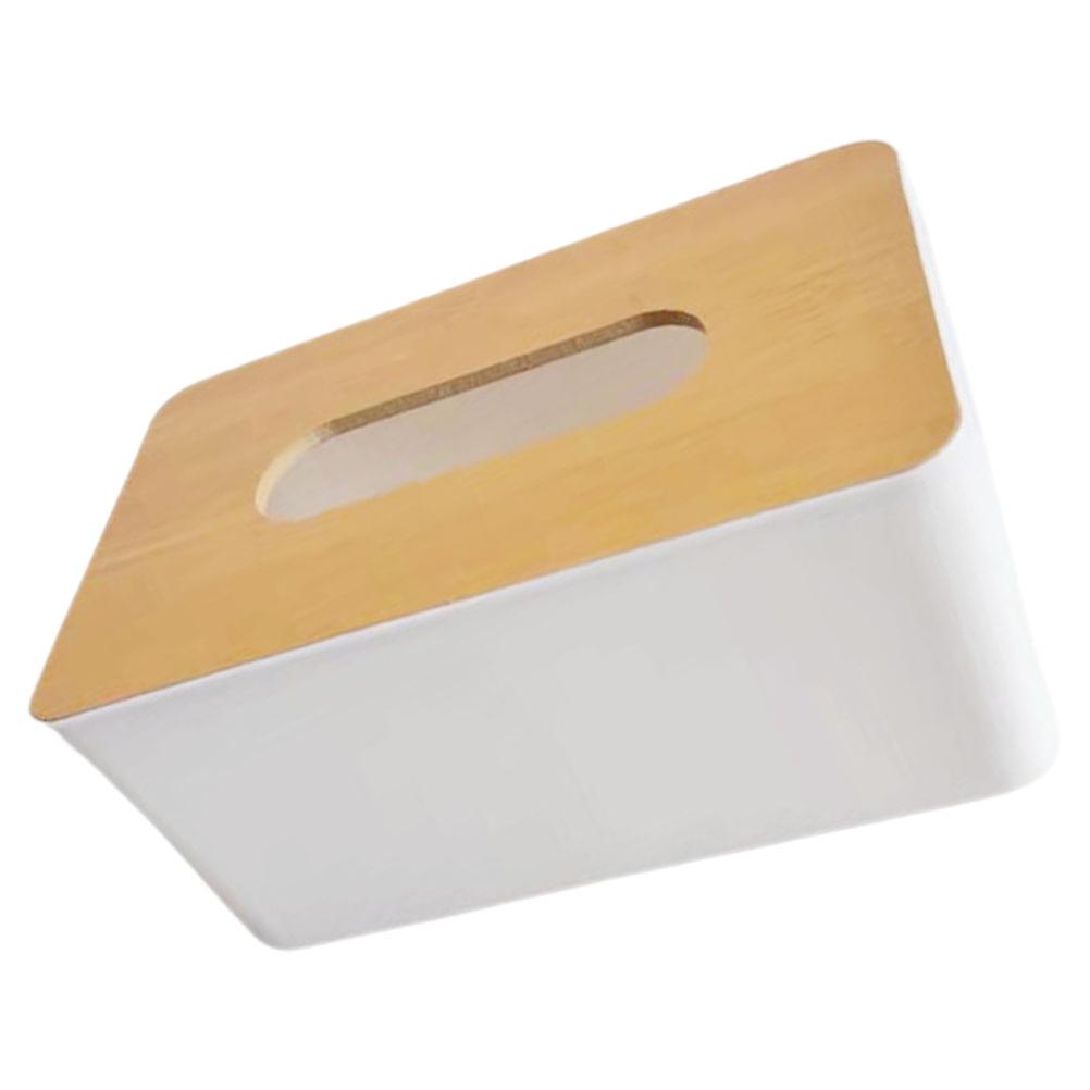Wood Rectangle Tissue Box Cover for Storage Use with 5Pcs Tissue Holders