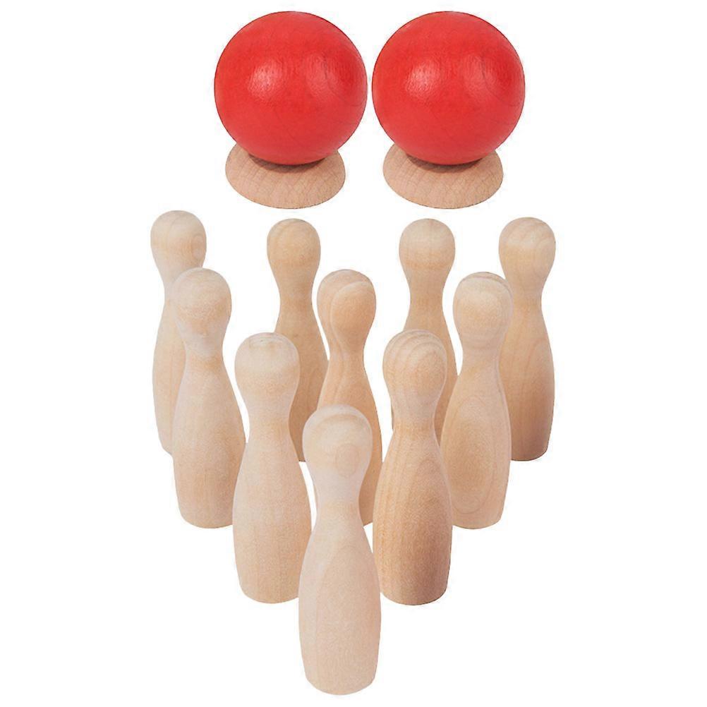 Bowling Toy Wooden Bowling Toys for Playing 4Sets Toddler Family Activity
