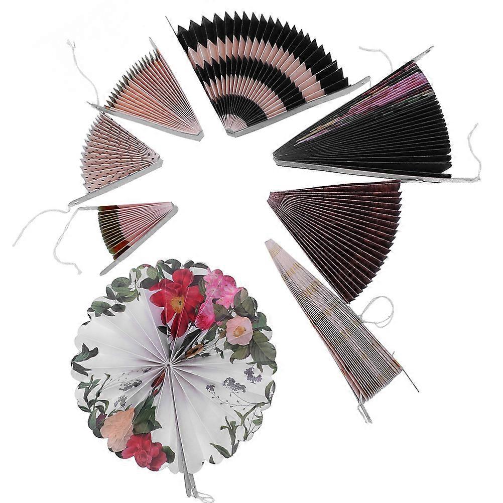 Multi Color Chinese Style Paper Fan Ornaments for Festival 8Pcs