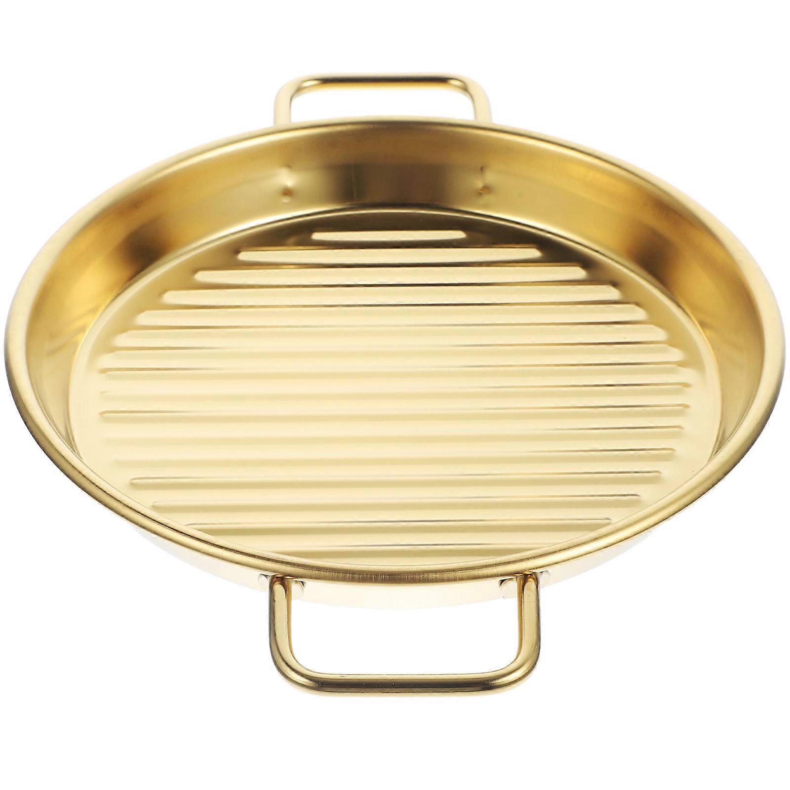 Stainless Steel Serving Tray With Handles Metal Food Tray Home Use Rectangular Shape Oil Drainage 1Pack