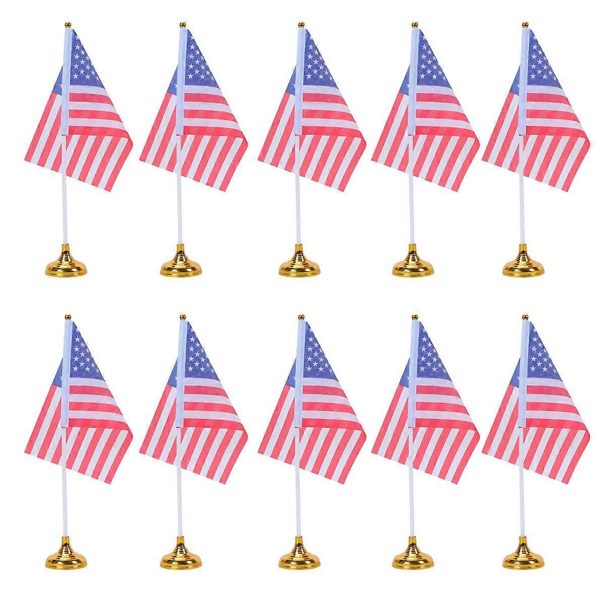 Us Stick Flag 96Pcs Desktop Flags with Gold Base for Home Decor