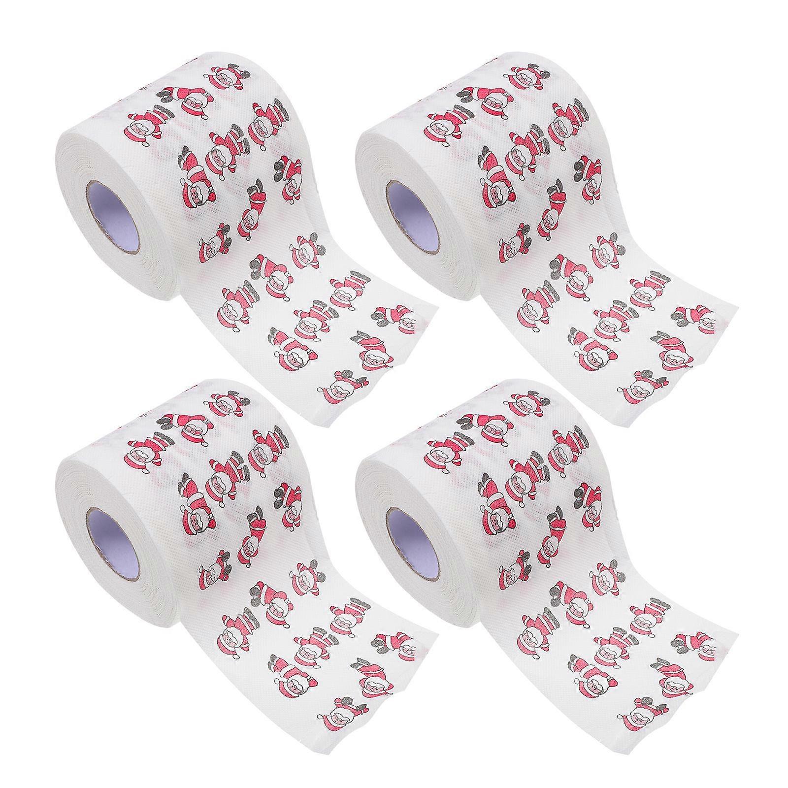 Festive Christmas Tissues Napkin Roll Paper for Home with 12 Rolls