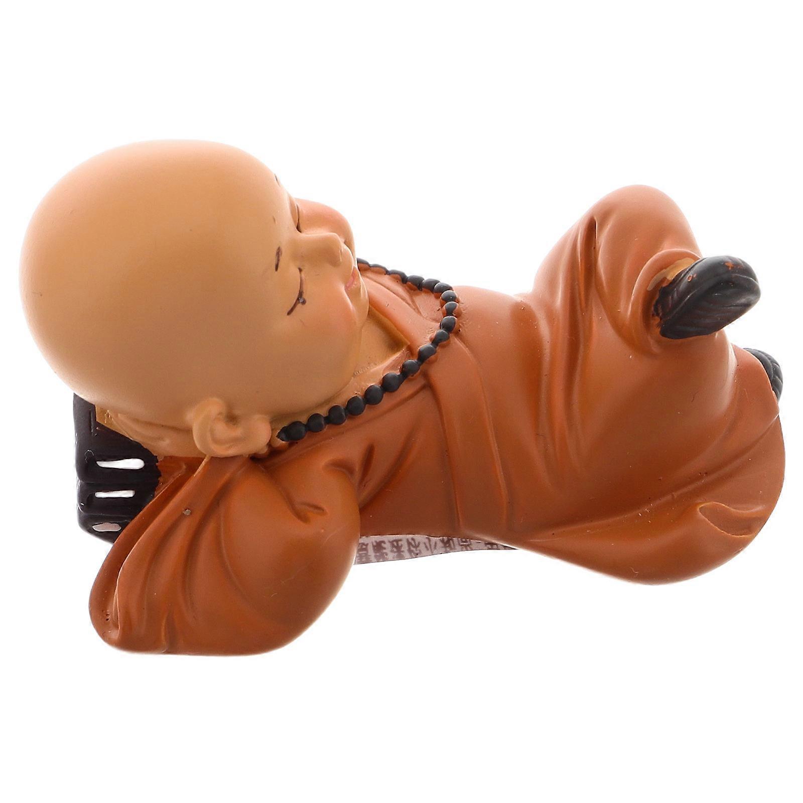 Monk Statue Figurine for Car Decor 2Pcs Resin Miniature